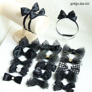 Princess Style Baby Girl Birthday Hairband Black Butterfly Knot Full Month Headwear Hundred Days Ceremony Photography Accessory