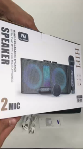 X-DEAL Wireless Bluetooth speaker high-power karaoke colorful subwoofer audio system with dual microphones and LED