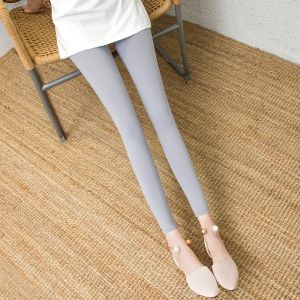 Summer Ice Silk Cropped Leggings Womens Thin Outwear High Waist Stretch Tight Belly Trimming Plus Size Plus Size Ladies Tappered Pants