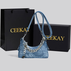 Túi Đeo Chéo Denim Ceekay Mùa Hè Túi Đeo Chéo Nữ Thời Trang Túi Đeo Chéo Kiểu Pháp Túi Đeo Chéo Bằng Da Tổng Hợp Khóa Kéo