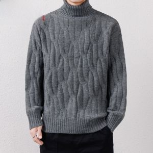HENGYUANXIANG | Hengyuanxiang Mens Thickened High Collar Sweater Winter Warm Casual Knitted Base Layer Grey Inner Wear City Fashion Polyester Fiber