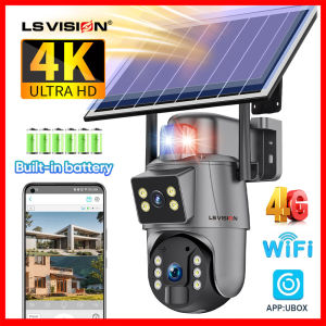 LS VISION UBOX 4G SIM 4K Dual Lens Solar CCTV Camera IP66 Outdoor Waterproof PIR Ai Humanoid Detection PTZ Security Camera Alarm Lights Flashing Color Night Vision Two-way Voice Surveillance IP Cameras