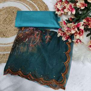 Launching new beautiful Debi Organza silk embroidery sequence work printed saree