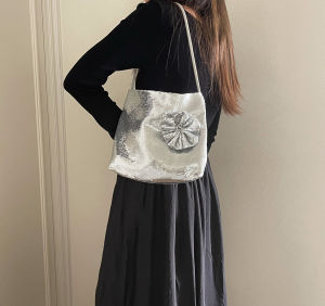 Clothom | Original Sequin Underarm Bag Flowers Ins Korean Style Retro Special-Interest Shoulder Bag