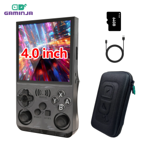 GAMINJA ANS13 4.0 Inch IPS Screen Retro Handheld Video Game Console 15000+ Games Built-in Linux Free Portable Bag