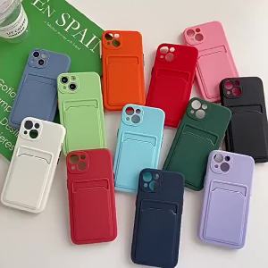 Silicone Card Holder Phone Case for Samsung Galaxy S26 Ultra S25 Edge S24 FE S23 S22 S21 Plus A07 A17 A36 A56 A56 A55 A54 A53