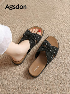 Agsdon | Black Polka Dot New Style Thick Sole Beach Flip Flops