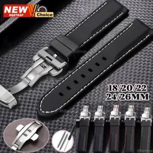 New Stitching Sports Silicone Watch Band Butterfly Clasp Thick Rubber Strap 18mm 20mm 22mm 24mm Waterproof WristBelt Bracelet