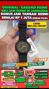 CASIO ORIGINAL - CASIO MW-240-1B2 - MEN - Black - Strap Resin - Jam dunia JD17ST