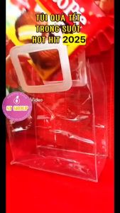[LOẠI DÀY] Combo 10 Túi PVC Quai Da Vuông ST GROUP trong suốt chống thấm nước kèm đầy đủ phụ kiện Túi Quà đựng bánh kẹo mỹ phẩm hoa trái cây siêu bền chắc