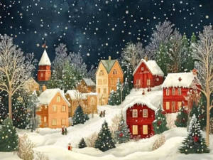 Huacan Christmas Winter Festival Diamond Painting Art DIY Cartoon House Diamond Mosaic Art Decorative Paintings