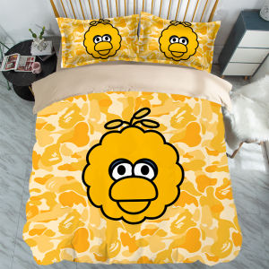 Trendy Black Mens Bedding Set 1.5m Student Dormitory Three-Piece Sheet Cover Duvet Case Quilt Cover Four-Piece Set Cartoon Pattern