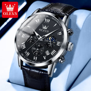 OLEVS watch for men waterproof 2023 original super hot selling mens leather quartz watch waterproof calendar luminous multi function dial fashion handsome sports mens leather watch 【30m waterproof】