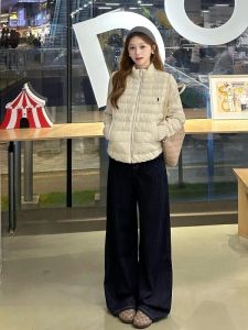 Extra Long High Waist Wide Leg Blue Jeans Women Tall Size Loose Slimming Drapey Floor Length Pants Commute Style Bootcut