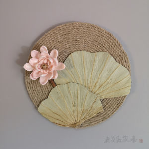 Full Moon Lighting Lotus New Chinese Style Entrance Wall Decor Retro Nostalgic Homestay Home Wall Art Resin round Shape Floral