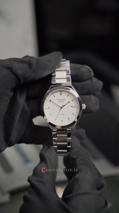 Jam Tangan Pria Christophe Arden CA 2002 MDBSSLG Light Grey Dial Silver Stainless Steel Strap