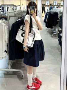 Váy Chữ a Cạp Cao Màu Xanh Lam Hoa Cho Nữ Mùa Hè Cổ Điển Chống Ánh Nắng Nhỏ Chống Trượt Váy Công Sở