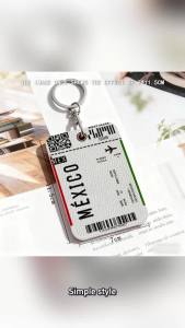 52TOYS | Air Ticket London Paris Travel Keyring Leather Access Card Holder Keychain Community Water Drop Proximity Card Protective Case