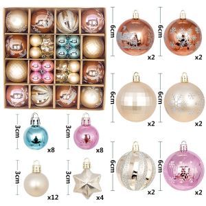 44Pcs 3/6CM Christmas Ball Merry Christmas Tree Topper Decoration for Home Decor Holiday New Year 2026 Navidad Gifts Supplies