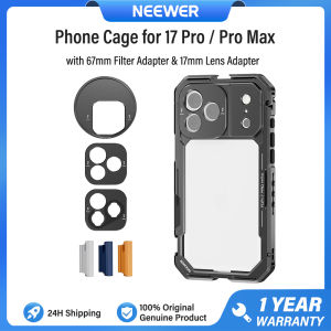 NEEWER Phone Cage Rig for iPhone 17 Pro/Pro Max with 67mm Filter Adapter & Phone Lens 17mm Threaded Backplate PA143/PA144