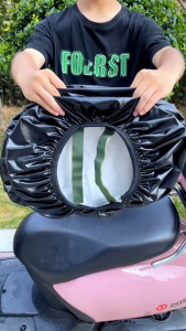 T2P Motorbike Saddle Covers Scooter Rain Seat Cover Universal Stretchable Black Dust UV Sun Protect