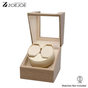 ZOEJOE Automatic Watch Winder PU Leather USB Powered Quiet Motor Clear Cover Display Single/Double Watch Storage Box