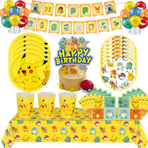Pokemon Pikachu Birthday Party Decorations Tableware Cup Plate Napkin Tablecloth Party Favors Goodie Bag Fillers Christmas Gifts