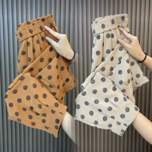 Quần Dài Thường Ngày Mùa Hè Cho Nữ Cạp Cao Rộng Rãi Quần Dài Họa Tiết Chấm Bi Quần Dài Phong Cách Đường Phố Quần Dài Cạp Cao