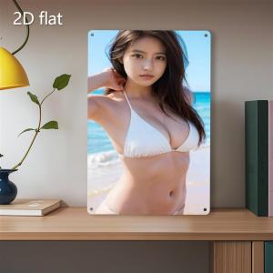 Beach Bikini Metal Wall Art Weather-Resistant Coastal Decor Pre-Drilled 2D Tin Sign