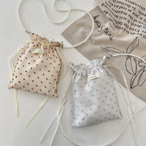 2025 New Small Polka Dot Canvas Bag Large Capacity Mobile Phone Crossbody Bag Fresh Versatile Single Shoulder Tote Bag