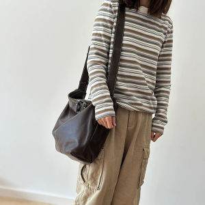 BeeGreen Women High Quality Genuine Leather Shoulder Bag Large Capacity Commuter Bag Soft Comfortable Wide Strap Crossbody Bag Casual Sling Bag