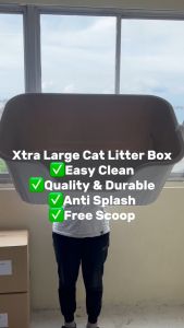 Xtra Large Deep Cute Open Air Cat Litter Box Deeper Anti-splash Giant Toilet Bekas Pasir Kucing Besar Tahan 猫砂盆 猫厕 Muji