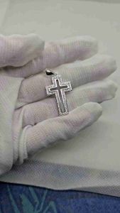 Cross stone pendant silver (PENDANT ONLY) up to 5mm 92.5 italy silver jewelry (TUNAY NA SILVER)