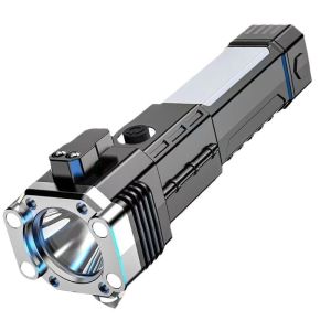 （ORICOD)Senter LED Super Terang Senter LED USB Isi Ulang Tahan Air Palu Pengaman Powerbank