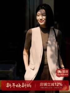 Áo Khoác Không Tay Đơn Giản Tao Nhã Xhange Commuter Áo Khoác Ngoài Dệt Kim Màu Trơn Dài Vừa Phải Cổ Chữ V Dành Cho Nữ