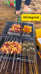 reuse camping BBQ set bbq grill set Compact Portable Charcoal BBQ Grill - Easy-Carry Dual-Sided Outdoor Grill for Camping & Picnics户外碳烤炉烤肉炉