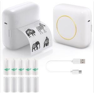 Máy In Nhiệt Mini Không Dây Di Động Độ Phân Giải Cao 200dpi Máy Làm Nhãn USB Có Thể Sạc Lại Kết Nối Ứng Dụng Không Cần Mực