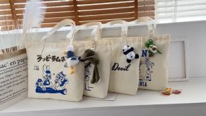 Canvas Crossbody Student Bag Large Capacity Tote Bag Portable Canvas Aesthetic Bag