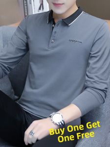 ROMON | Spring & Autumn Cotton Polo Shirt with Turn-down Collar