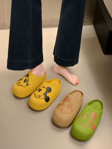 ลำลอง สลิปออนด้านล่างหนา 6 ซม ผู้หญิง รองเท้าแตะบีร์กันสต็อค ฤดูร้อน สวมใส่กลางแจ้งสไตล์โรมันบล็อกสี