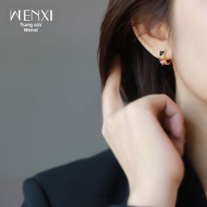 WENXI | Móc Tai Không Xỏ Đá Zircon Màu Sắc