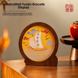 Sailing Smoothly Yuntuo Decorative Ornament Made of Nanjing Cloud Brocade