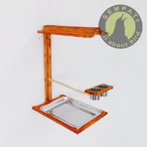 SEMPATI Tangkringan Burung Nuri FalkParuh Bengkok Tempel Dinding Atap Tenggeran Burung Hantu /Burung Nuri /Alap Alap / Kaka Tua Parkit Lovebird FREE Wadah Tempat Makan Minum Tempel Tembok Lengkap