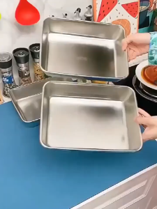 Smith Tools | Stainless steel thickened square plate tray with lid cover food storage container Keluli tahan karat dulang ﻿