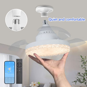 E27 Socket Fan Light with Remote Control and APP 3-color Light LED Small Ceiling Fan for Bedrooms Kitchens and Living Rooms