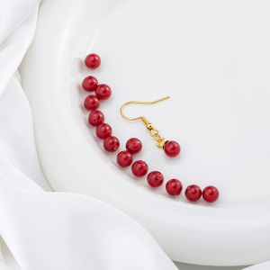 Hạt ngọc trai tròn đỏ ABS ngọc trai giả cho vòng tay tự làm phụ kiện trang sức vòng cổ nửa lỗ Bead