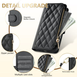 Wallet Small Fragrance Zipper Multi Card Slot Kickstand Magnetic Flip Leather Case For Oppo Reno10 Pro+ 11 F 12 Pro 12 F Cover