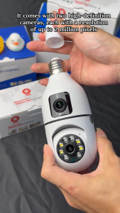 V380 Pro 8MP WiFi Light Bulb CCTV Camera Dual Lens 360° View AI Motion Tracking Bright LED Light Smart Home Surveillance Camera