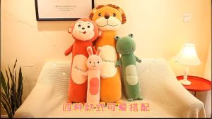 Gối ôm hình thú các loại (thỏ khỉ ếch sư tử voi cáo mèo sâu kỳ lân) size 55cm---1m vải miniso mềm mịn cao cấp êm ái