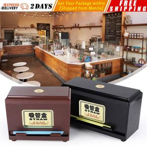 Push Automatic Straw Box Convenient Straw Box Milk Tea Shop Coffee Straw Box Practical Straw Storage Container Straw-Dispenser